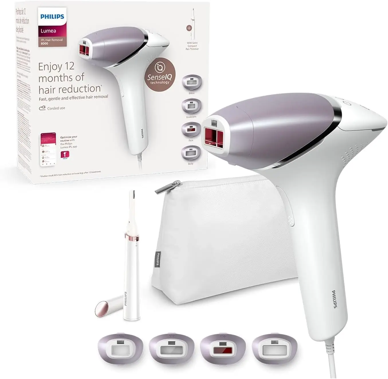 Philips IPL 8000 pour une épilation durable.