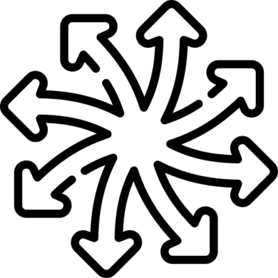 Icône représentant la polyvalence et la multifonctionnalité.